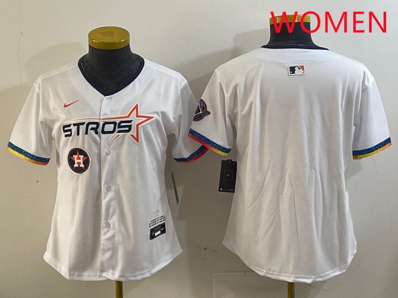Women Houston Astros Blank White Fourth generation Joint Name 2025 Nike MLB Jersey style 4->women mlb jersey->Women Jersey